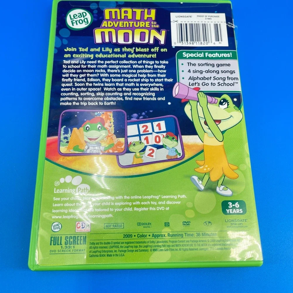 Leap Frog 4 DVD Lot Educational Math Phonics Shapes Home School Preschool Cases